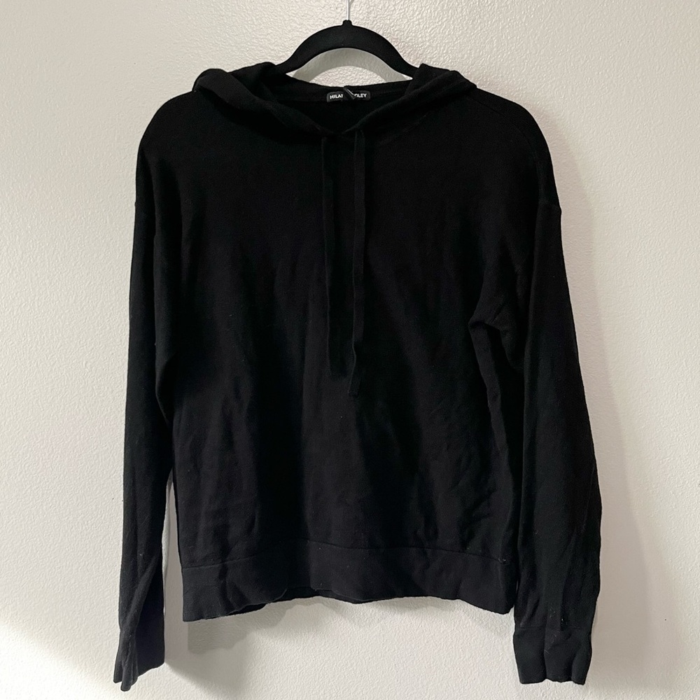 HILARY RADLEY-Black Knit Soft Sweater Hoodie Size S